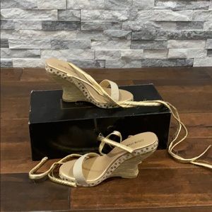 Wrap around ankle gold sandal